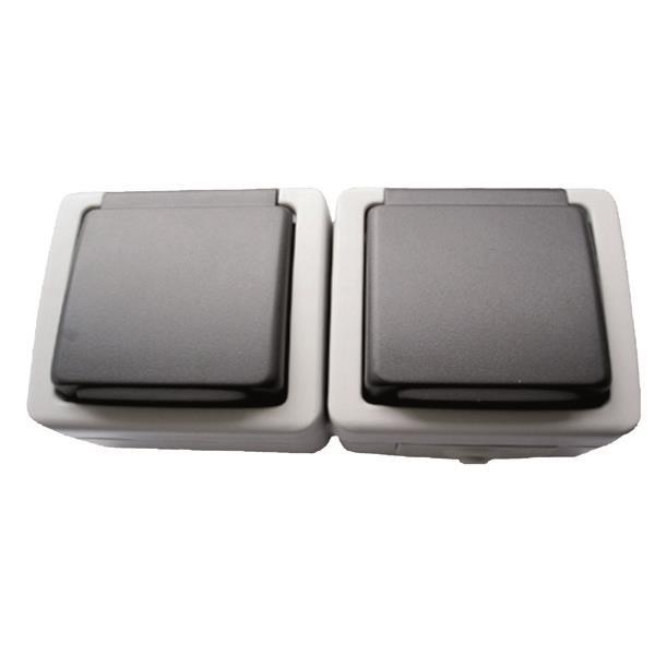 EUROLAMP 147-16213 ΠΡΙΖΑ ΣΟΥΚΟΥ ΔΙΠΛΗ ΜΕ ΚΑΠΑΚΙ ΓΚΡΙ IP54