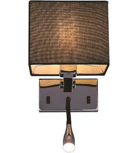 EUROLAMP LORA 145-22001 ΑΠΛΙΚΑ ΚΡΕΒΑΤΙΟΥ ΑΝΑΓΝΩΣΗΣ E27 ΜΑΥΡΟ