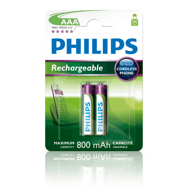 PHILIPS R03B2A80 ΜΠΑΤΑΡΙΑ ΕΠΑΝΑΦΟΡΤΙΖΟΜΕΝΗ AAA 800mah 2ΤΜΧ