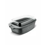 LAMART ROCK LT1156 ΓΑΣΤΡΑ ΟΡΘΟΓΩΝΙΑ ΑΠΟ ΑΛΟΥΜΙΝΙΟ ΜΕ ΓΥΑΛΙΝΟ ΚΑΠΑΚΙ 39X21cm 7,5lt