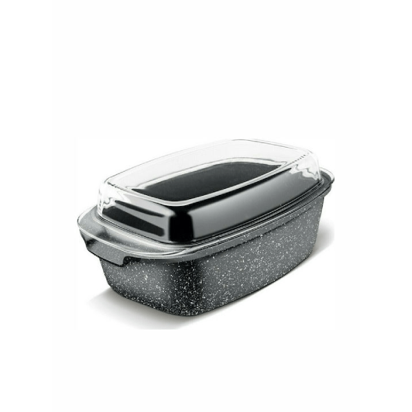 LAMART ROCK LT1156 ΓΑΣΤΡΑ ΟΡΘΟΓΩΝΙΑ ΑΠΟ ΑΛΟΥΜΙΝΙΟ ΜΕ ΓΥΑΛΙΝΟ ΚΑΠΑΚΙ 39X21cm 7,5lt