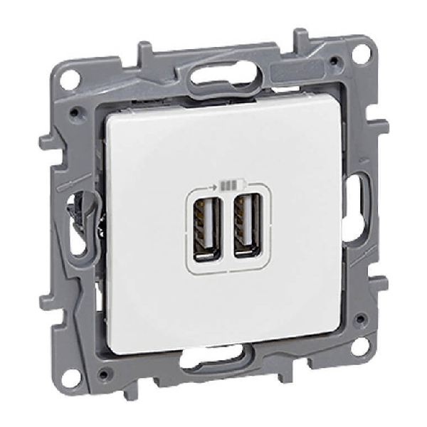 LEGRAND NILOE ΠΡΊΖΑ ΧΩΝΕΥΤΉ ΜΕ 2 ΘΥΡΕΣ USB ΛΕΥΚΉ 764594