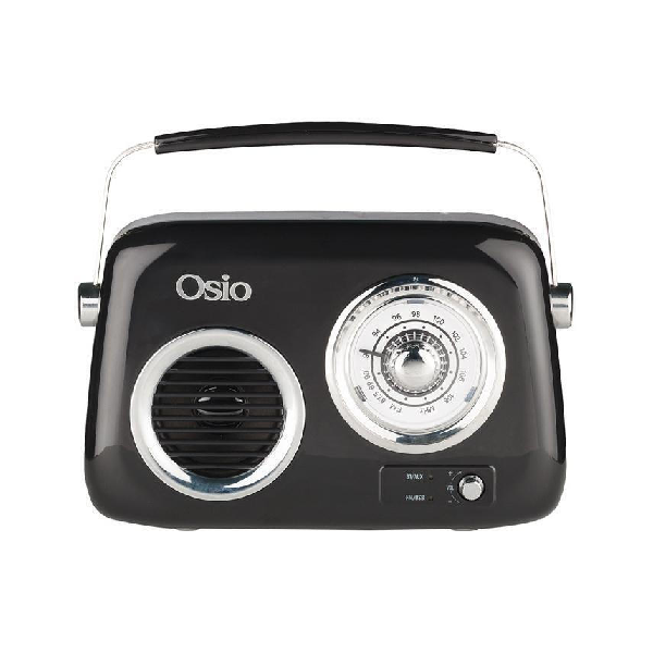 OSIO OPR-3040B RETRO ΦΟΡΗΤΟ ΡΑΔΙΟΦΩΝΟ ΕΠΑΝΑΦΟΡΤΙΖΟΜΕΝΟ ΜΕ BLUETOOTH ΚΑΙ USB ΜΑΥΡΟ