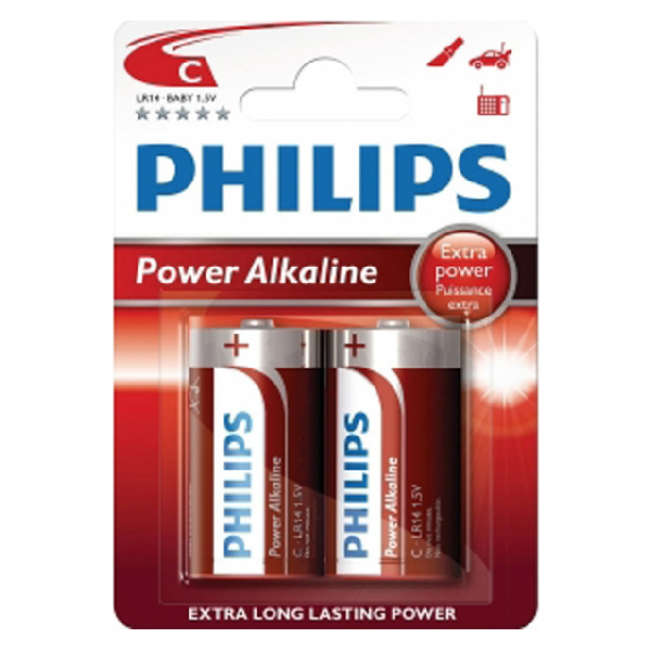PHILIPS LR14P2B POWER ALKALINE ΜΠΑΤΑΡΙΑ CR14 1,5V 2ΤΜΧ