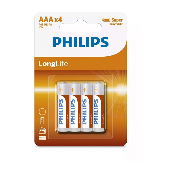 PHILIPS R03L4B/GRS AAA LONGLIFE ΜΠΑΤΑΡΙΑ