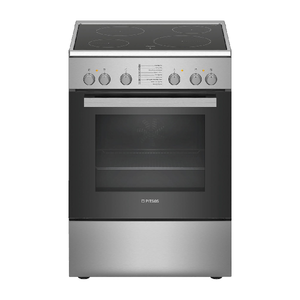 PITSOS PHC009150 ΚΟΥΖΙΝΑ 66LT ΜΕ ΚΕΡΑΜΙΚΕΣ ΕΣΤΙΕΣ Π60ΕΚ. INOX