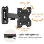 POWERTECH PT-1277 ΒΑΣΗ ΤΗΛΕΟΡΑΣΗΣ ΕΠΙΤΟΙΧΙΑ ΜΕ ΒΡΑΧΙΟΝΑ 13’’-32’’ 20KG