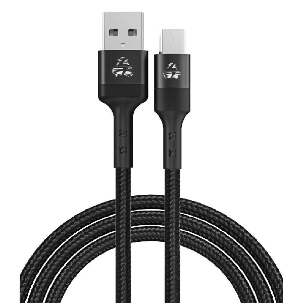 POWERTECH PTR-0125 BRAIDED USB 2.0 TO MICRO USB CABLE ΜΑΥΡΟ 1M