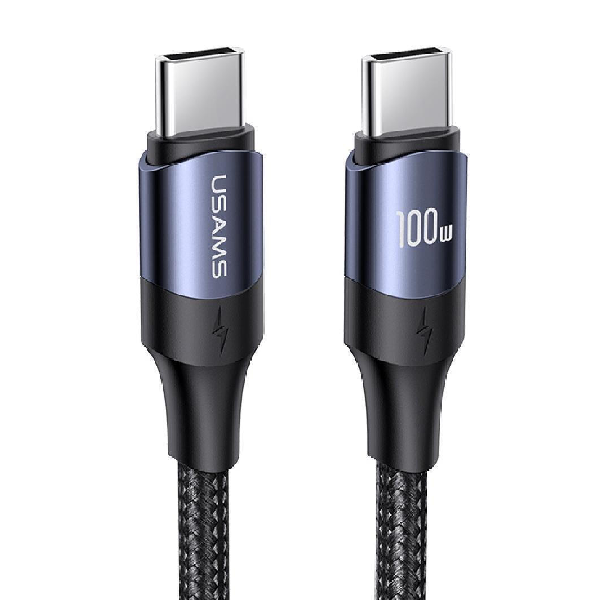 USAMS US-SJ524 BRAIDED USB 2.0 CABLE USB-C MALE - USB-C MALE ΜΑΥΡΟ 3M