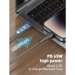 LDNIO LC671 ΚΑΛΩΔΙΟ USB-C MALE - USB-C 65W ΓΚΡΙ 1M