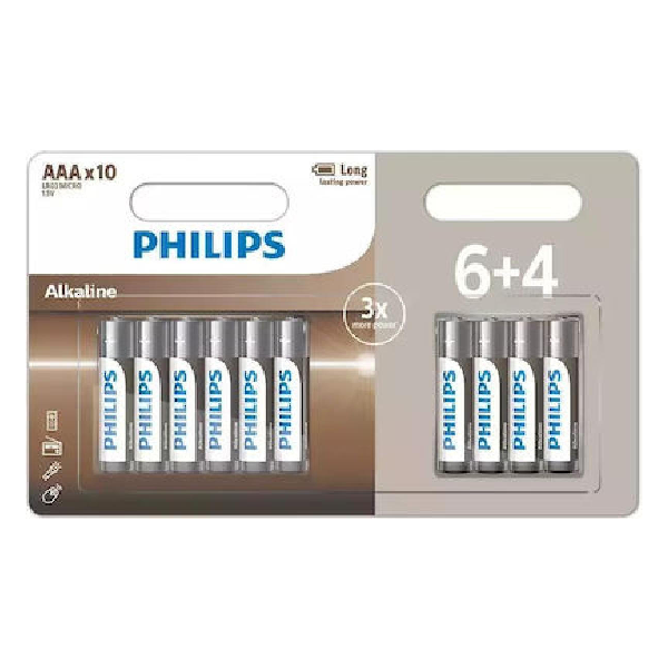 PHILIPS LR03A10BP ΜΠΑΤΑΡΙΑ ALKALINE ΑΑΑ 6+4ΤΜΧ