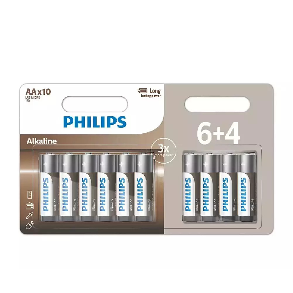 PHILIPS LR6Α10BP ΜΠΑΤΑΡΙΑ ALKALINE ΑΑ 1.5V 6+4ΤΜΧ