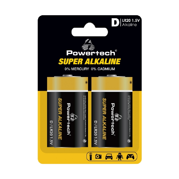 POWERTECH PT-1217 ΜΠΑΤΑΡΙΕΣ SUPER ΑΛΚΑΛΙΚEΣ D LR20 1.5V 2ΤΜΧ