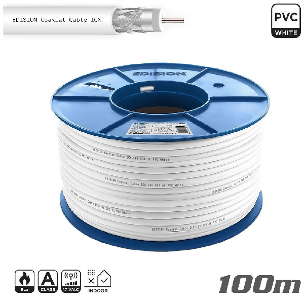 EDISION ΚΑΛΩΔΙΟ COAXIAL ICX-100 CCS AL ECA PVC ΛΕΥΚΟ 100M