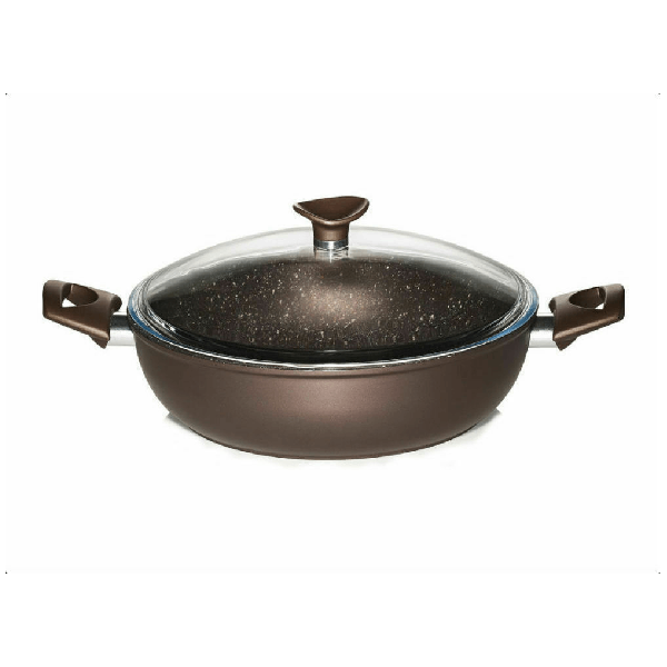 PYRAMIS STONE CHEF ΣΩΤΕΖΑ ΜΕ ΚΑΠΑΚΙ ΑΠΟ ΑΛΟΥΜΙΝΙΟ ΜΕ ΕΠΙΣΤΡΩΣΗ ΑΠΟ ΠΕΤΡΑ 28CM