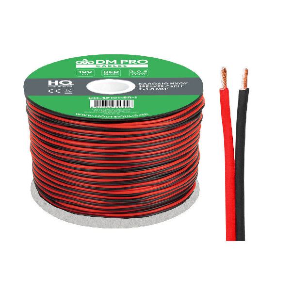 DM PRO ΚΑΛΩΔΙΟ ΗΧΟΥ ΜΕΓΑΦΩΝΙΚΟ 2Χ1 ΜΑΥΡΟ ΚΟΚΚΙΝΟ