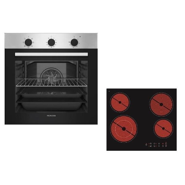 PRINCESS FN25000BX + PS 55500 ΦΟΥΡΝΟΣ ΑΝΩ ΠΑΓΚΟΥ 70LT ΜΕ ΚΕΡΑΜΙΚΕΣ ΕΣΤΙΕΣ Π66.5ΕΚ. INOX